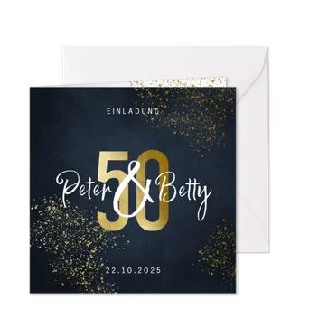Einladungskarte Goldene Hochzeit 50 Gold